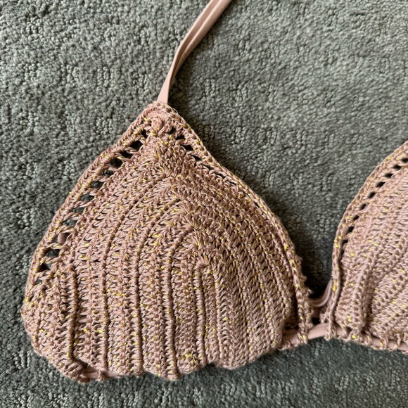 NWT Neutral Gold Embroidered Crochet Bikini Set Size:L and M - Picture 5 of 7
